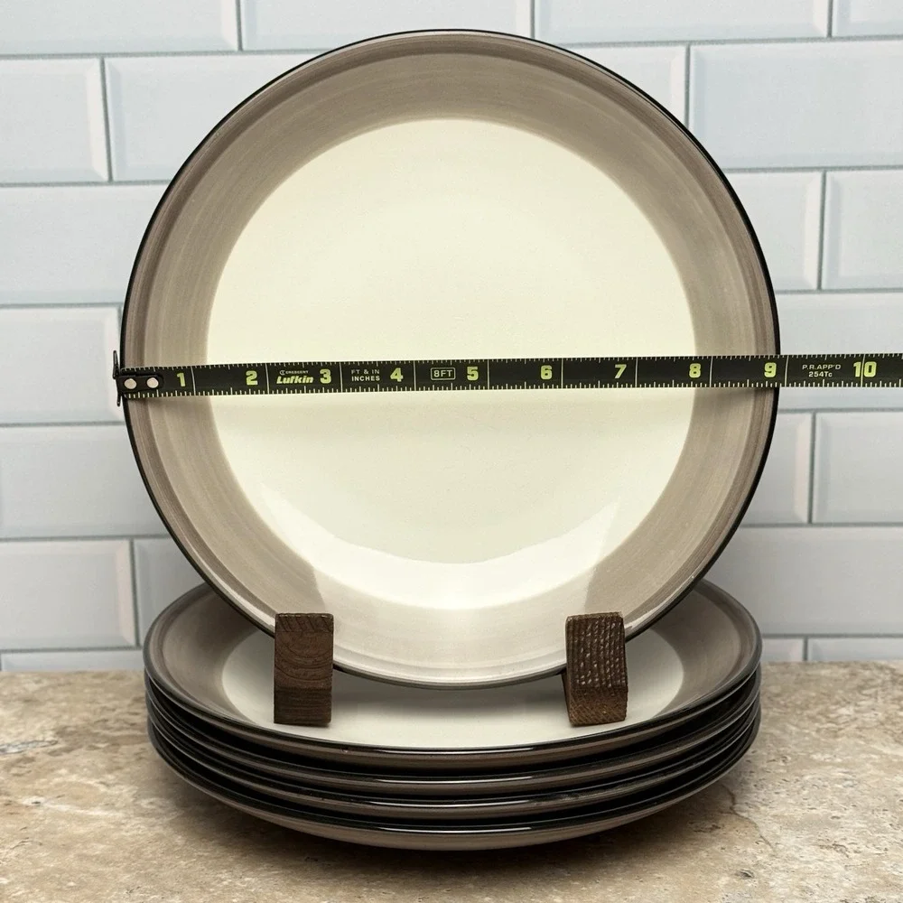 Lenox Park City Brushed Lunch Salad Plates Taupe w/Black Trim 9